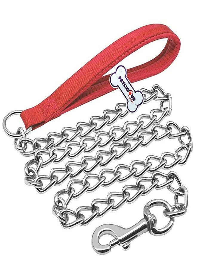 Petlicious & More® Heavy Duty Dog Leash, Metal Dog Leash Dog Chain with Handle for Large Size Dogs (Handle Chain No. 8, Size - Large, Color- Red) - Image 1